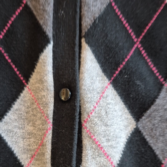 Merona Black and Gray Cardigan Sweater with Argyle Design - Picture 3 of 5